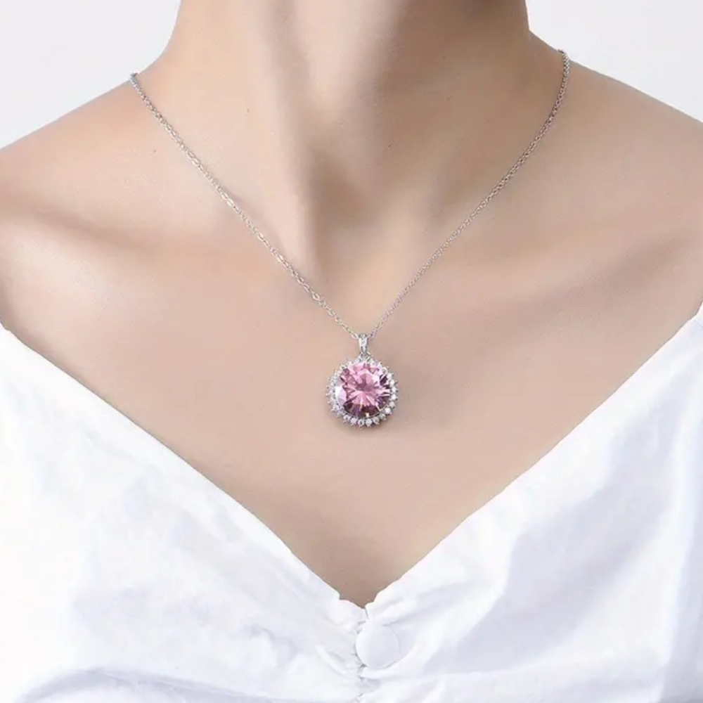 Sweet Pink CZ Pendant Necklace.